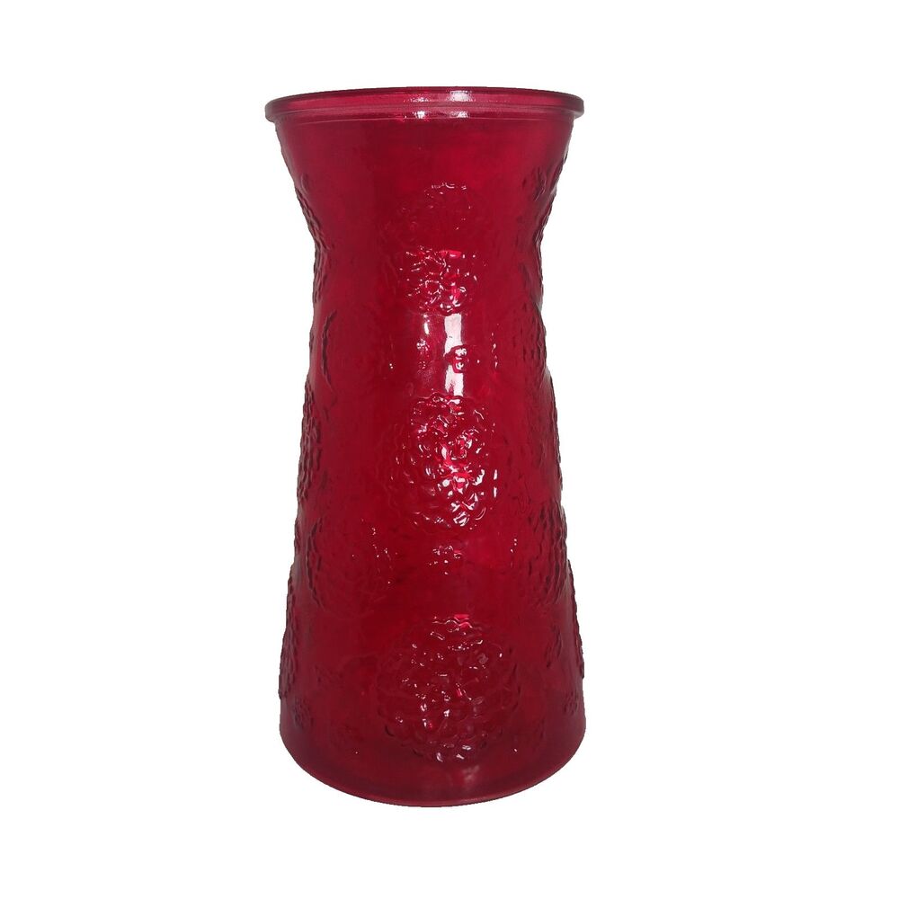 Antique Fenton Art Glass Ruby Cranberry Red Acorn Vase 10 inch Marked Collect